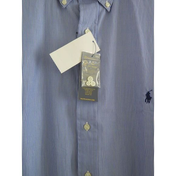 Ralph Lauren Mens Sz LT Blue/White Stripe Classic Fit Button Down L/S Shirt $110 - Picture 5 of 9